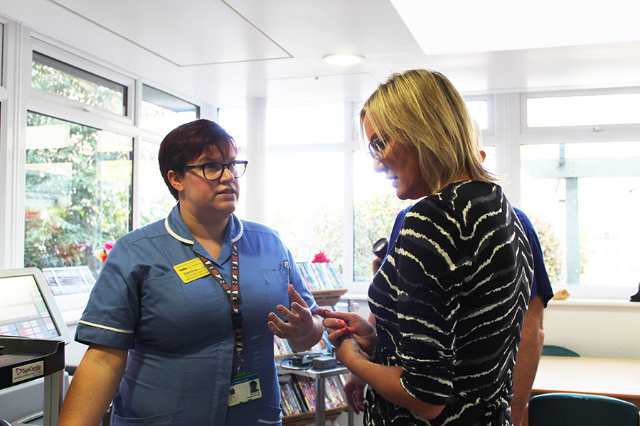 Caroline Dinenage meets clinical nurse specialist Gemma Edwards