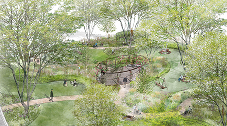 An artists impression of the Harefield healing garden