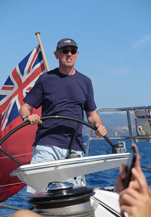 Professor Tim Evans out sailing 