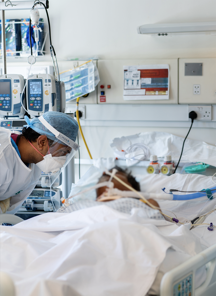 A patient receiving ECMO care