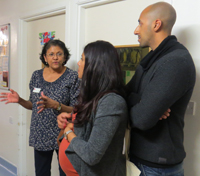 Vidia Johansen showing expectant parents around Rose ward