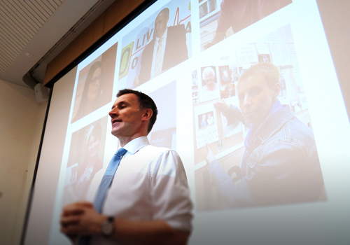 Jeremy Hunt addressing Royal Brompton staff