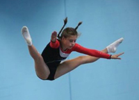 Lucy showing off her trampolining skills