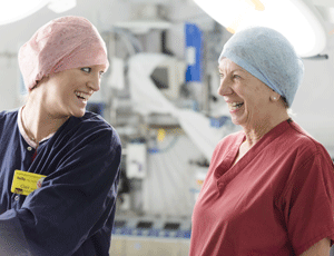 Two nurses laughing