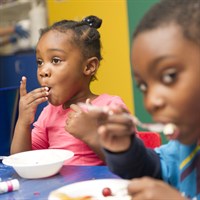 Children eating jelly