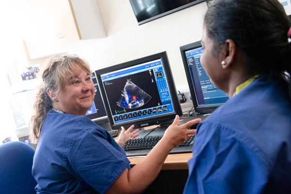 Nurses in front of computers