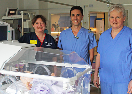 Claire Buckle, paediatric cardiology consultant Carles Bautista and Professor Alain Fraisse