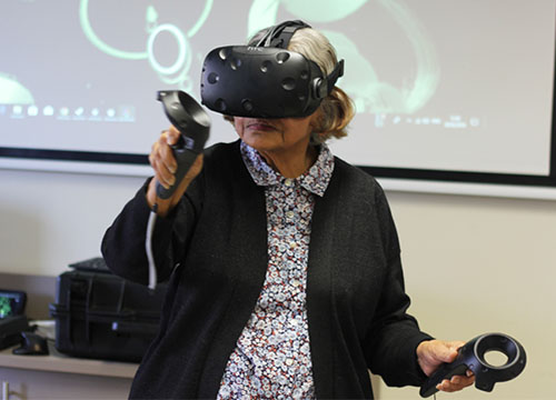 Patient trying out VR headset