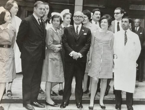 The Harefield Hospital heart transplant team in May 1968 - Donald Ross, cardiothoracic surgeon, centre, with daughter Janet Ross