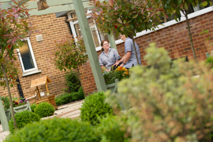 Nurses in courtyard 